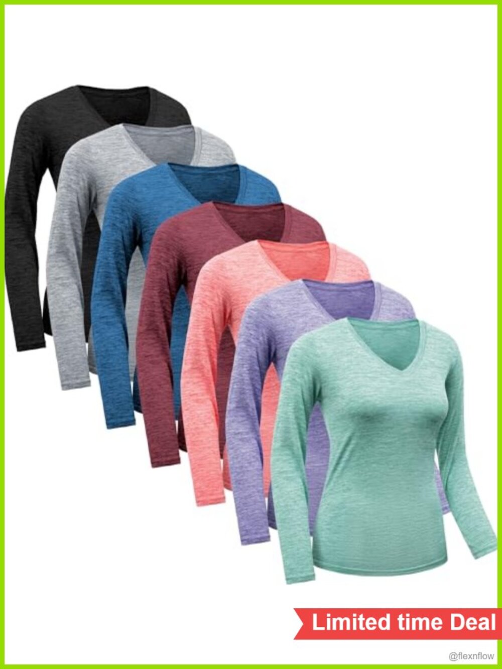 Women's V Neck Long Sleeve Workout Shirts Quick Dry Moisture Wicking Athletic